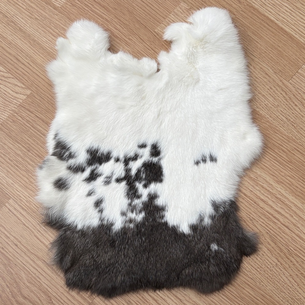 #A15 White Gray Rabbit Fur Pelt Crafts Decor